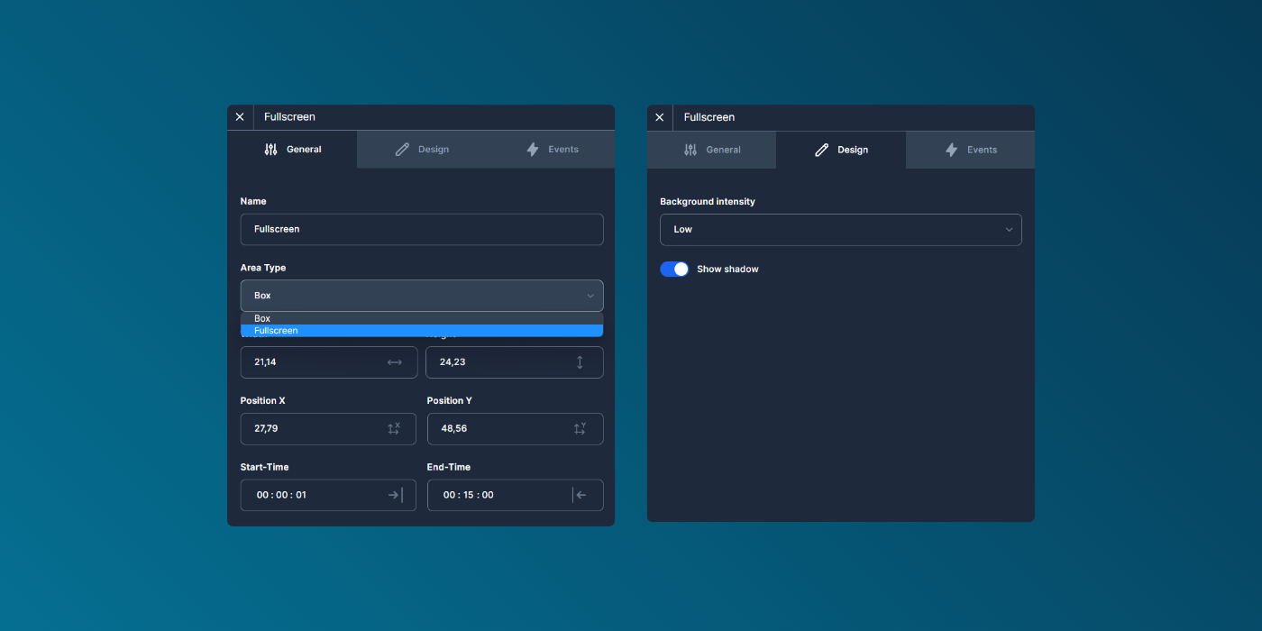 Adjust editor panels, new event-area type and timeline style updates
